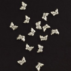 kovinske perle metuljčki cca 8mm, srebrne b., 15kos