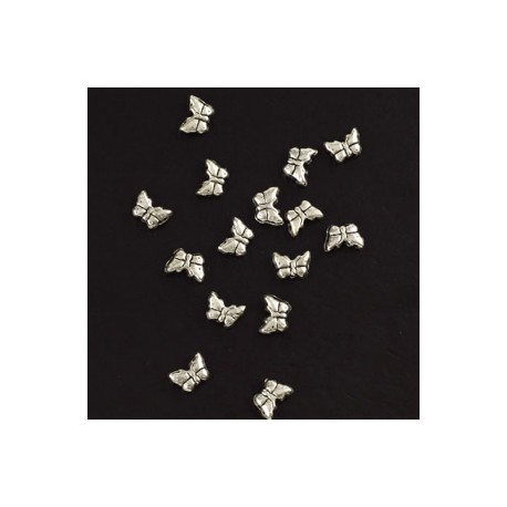 kovinske perle metuljčki cca 8mm, srebrne b., 15kos