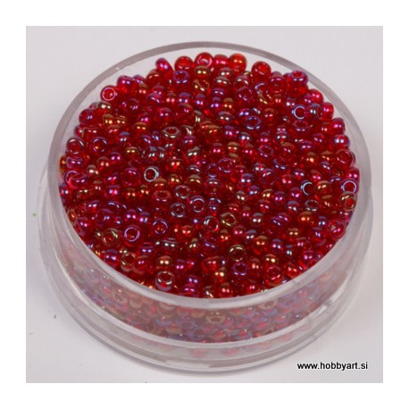 Perle 2,6mm Mavrični lesk Rdeče, 17g.