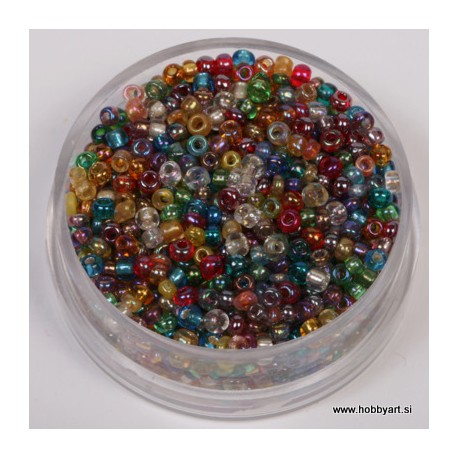 Perle 2,6mm Mavrični lesk Mešane, 17g.