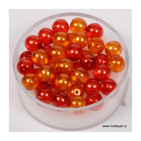 Kristalne perle 6mm, mešane Oranžne, 40 kosov