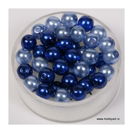 Kristalne perle 6mm, mešane Modre, 40 kosov