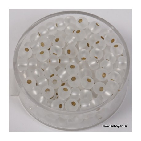 Perle srebrna sredica mat 4,5mm kristalne 17g.