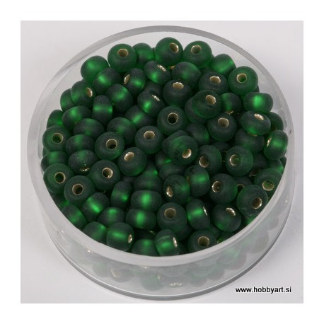 Perle srebrna sredica mat 4,5mm zelene 17g.