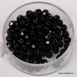 Brušene steklene perle 4mm, črne, 100kos