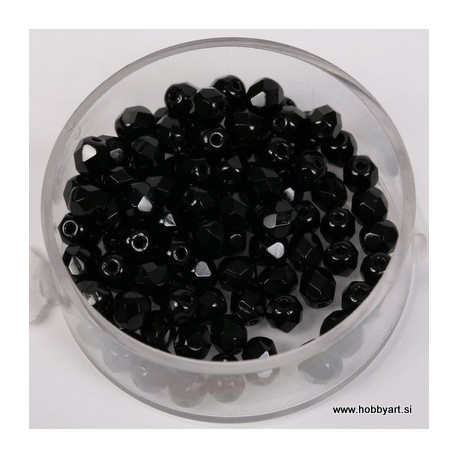 Brušene steklene perle 4mm, črne, 100kos