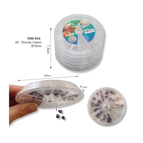 Akrilna škatla za nakit okrogla 6 x 12 prostročkov