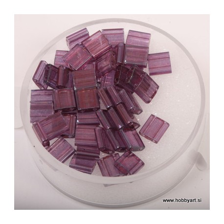Tila perle 5 x 5 x 1,9mm, Vijola transparentna 4g.