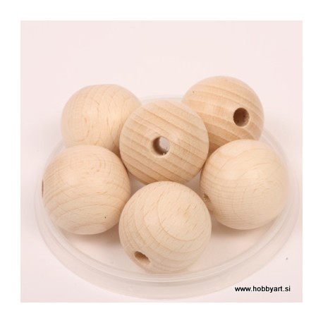 Lesene kroglice natur 30mm, 6 kos pr. luk. 6mm