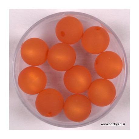 Polaris perle mat 10mm, Oranžna 10 kos