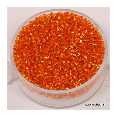 Delica perle 2mm, Sr. sredica Oranžna 9g.