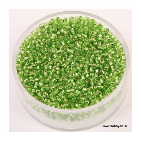 Delica perle 2mm,Srebrna sr. Sv. zelena 9g.