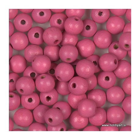 Lesene perle Roza 6mm, 125 kosov