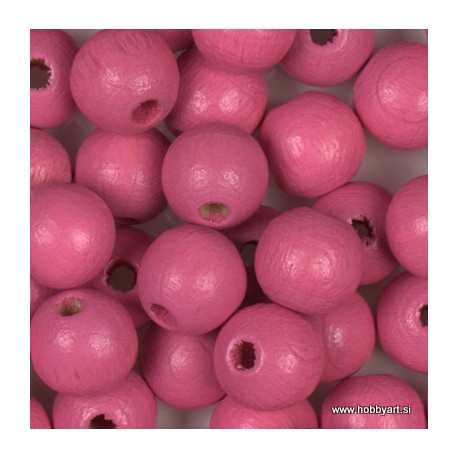 Lesene perle Roza 14mm, 25 kosov