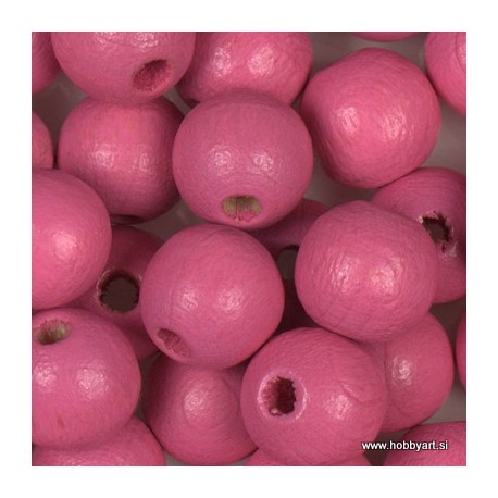 Lesene perle Roza 16mm, 16 kosov