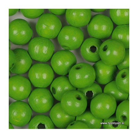 Lesene perle 12mm, Sv. zelene, 40 kosov
