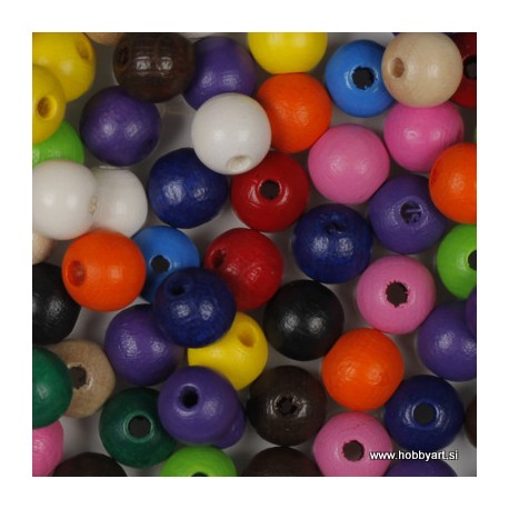 Lesene perle 10mm, Mešane, 60 kosov