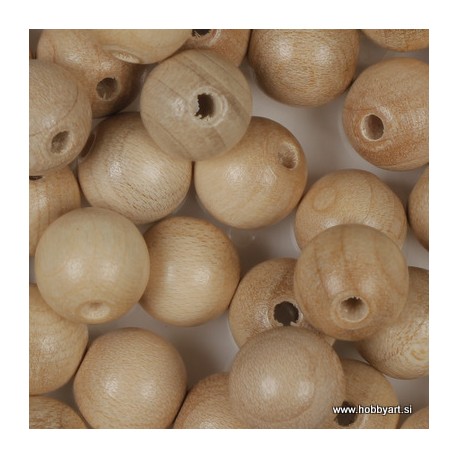 Lesene perle 16mm, Naravne, 16 kosov