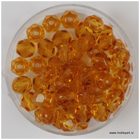 Brušene steklene perle 6mm, topas 50 kosov