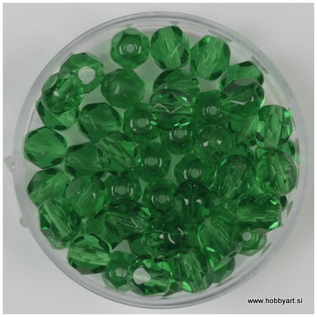 Brušene steklene perle 6mm, sv. zelene 50 kosov