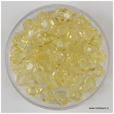 Brušene steklene perle 6mm, sv. rumene 50 kosov