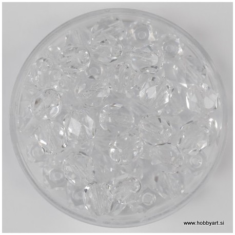 Brušene steklene perle 6mm, kristalne 50 kosov