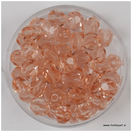 Brušene steklene perle 6mm, roza 50 kosov