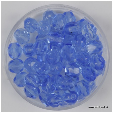 Brušene steklene perle 6mm, sv. safir 50 kosov