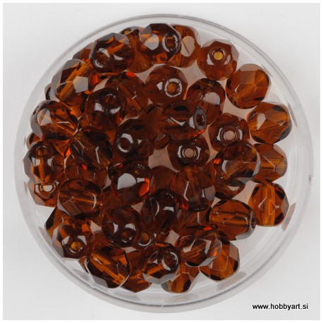 Brušene steklene perle 6mm, topas 50 kosov