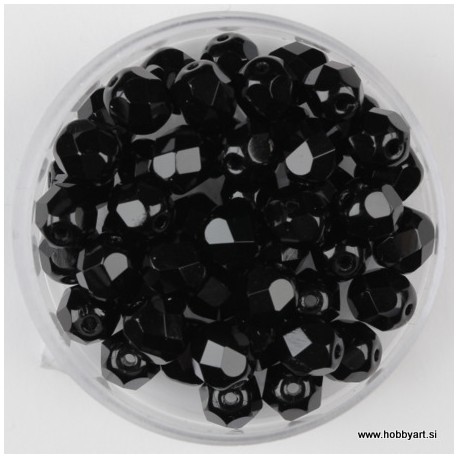 Brušene steklene perle 6mm, črne 50 kosov