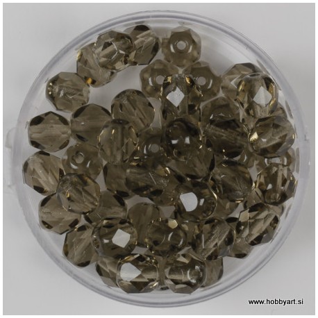 Brušene steklene perle 6mm, sive 50 kosov