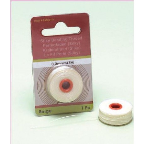 Svilena vrvica za perle, Bež, 0,2mm x 37m