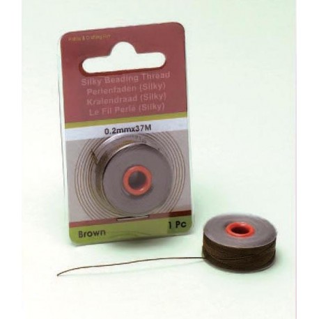Svilena vrvica za perle, Rjava, 0,2mm x 37m