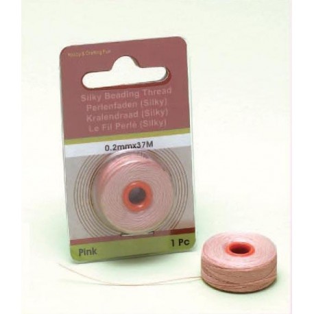 Svilena vrvica za perle, Pink, 0,2mm x 37m