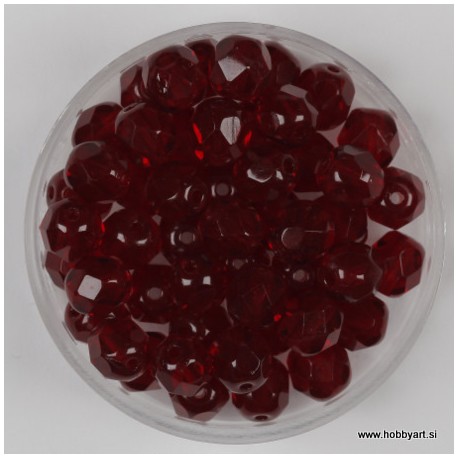 Brušene steklene perle 6mm, granat 50 kosov