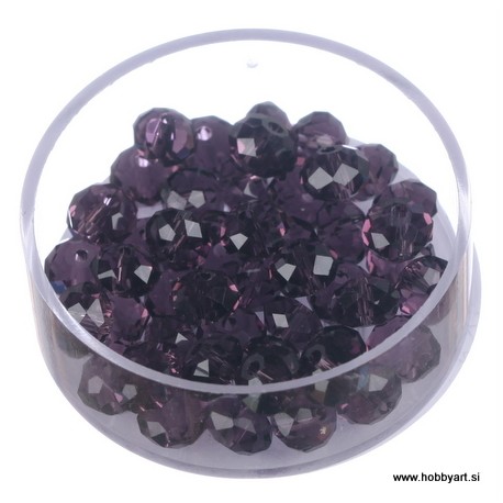Brušene steklene perle 4x6mm, Tem. vijolične, 48 kosov