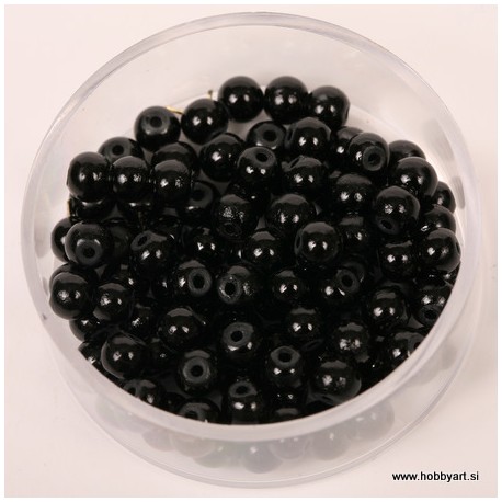 Voščene steklene perle 4mm, črna, 100kos