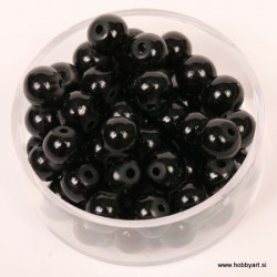 Voščene steklene perle 6mm, Črne, 55 kos