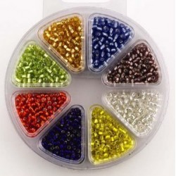 Kompleti steklenih perl, 8 različnih barv