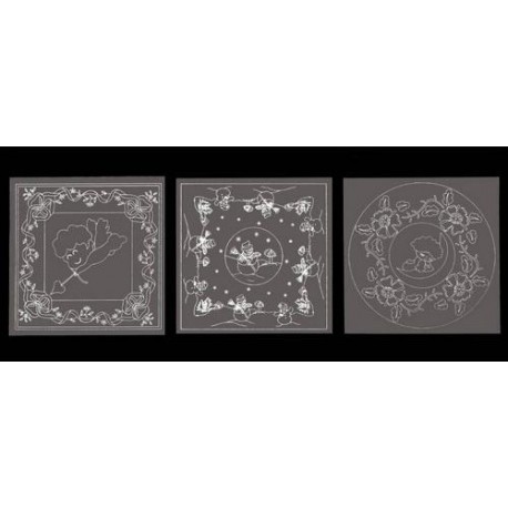 Vzorci na paus papirju 13,5 x 13,5mm, 3 kosi Angelčki Snežak
