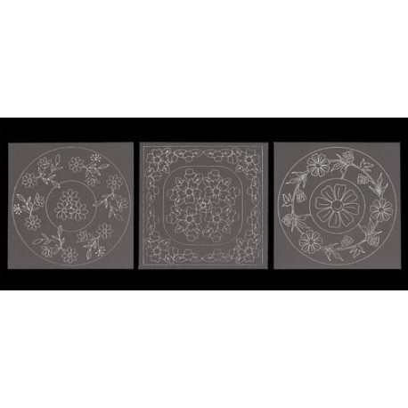Vzorci na paus papirju 13,5 x 13,5mm, 3 kosi Rože