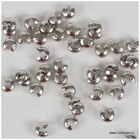 Pokrivne perle za štoparje, 4mm, Platinaste b. 50 kosov