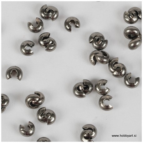 Pokrivne perle za štoparje, 4mm, Antracitne b. 50 kosov