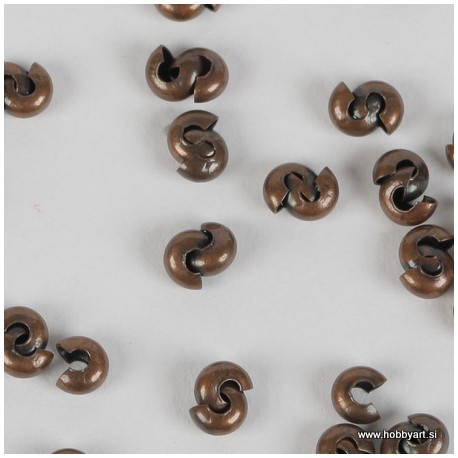 Pokrivne perle za štoparje, 4mm, Antično bakrene b. 50 kosov