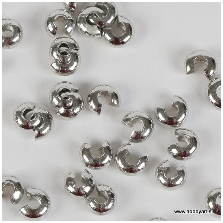 Pokrivne perle za štoparje, 5mm, Platinaste b. 50 kosov