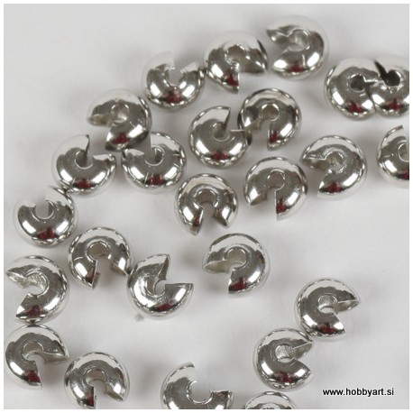 Pokrivne perle za štoparje, 6mm, Platinaste b. 50 kosov