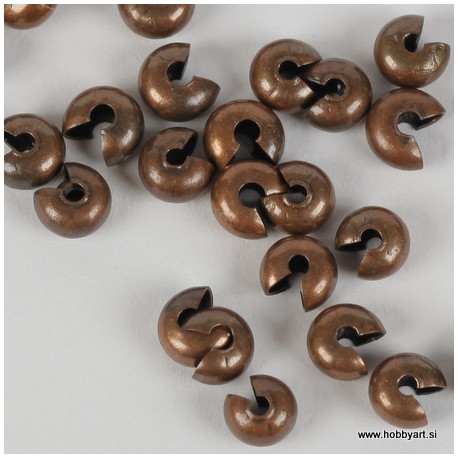 Pokrivne perle za štoparje, 6mm, Antično bakrene b. b. 50 kosov