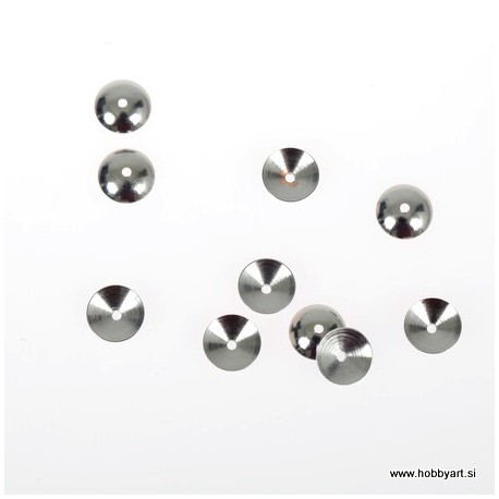 Metalna kapa za perle 6mm, Platinaste b. 12 kosov