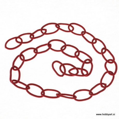 Svilena verižica cca 13 x 22mm, Rdeča 0,5m