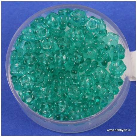 Steklene perle rože 5mm, Smaragdne, 100 kosov